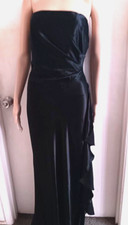 windsor black shinny long gown strapless bustier made in usa size M