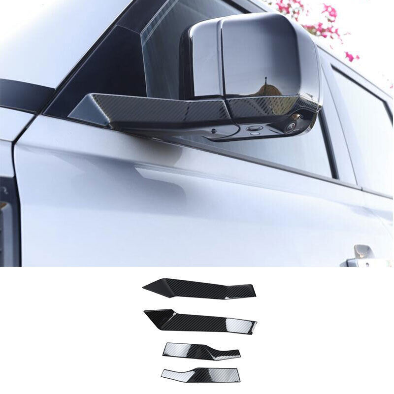 For LR Defender 2021-23 Carbon Fiber Steel Exterior Rear View Mirror Strip 4PCS