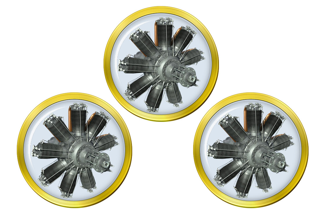 Clerget Rotary Aircraft Engine Golf Ball Markers