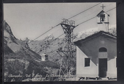Postcard Champoluc Val d'Aosta la Chiesetta del Crest CABLE CAR B525