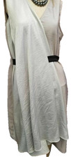 Vera Wang Gray Silky Short Sleeveless Tunic Dress Size L Artsy Belted Draped