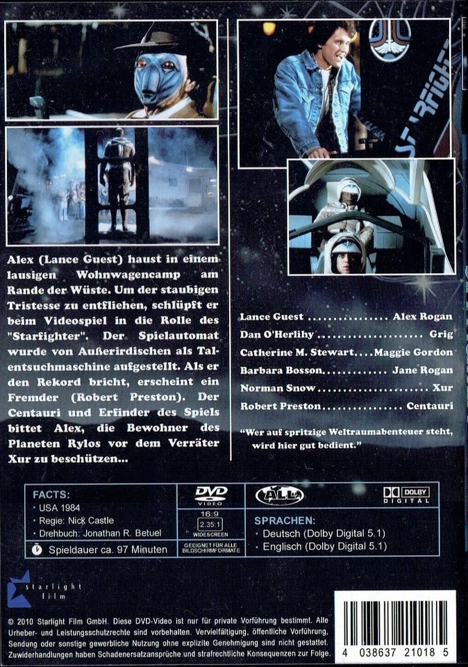 The last Starfighter , Starfight , digital remastered , 100% uncut , DVD , new - Image 2 of 2