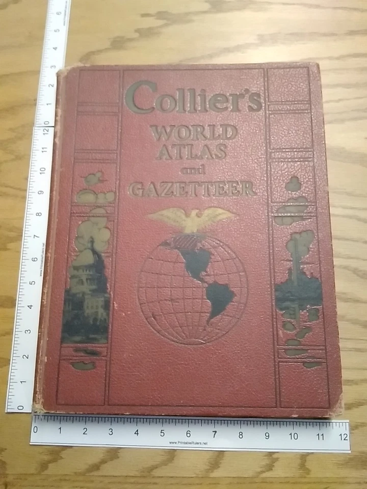 Collier's World Atlas And Gazetteer 1935 Oversized Antique Rare Fair Condition - Image 2 of 4