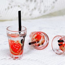 10PC 1:12 Scale Dollhouse Miniatures Set Mini Drinks Strawberry Juice Bottles