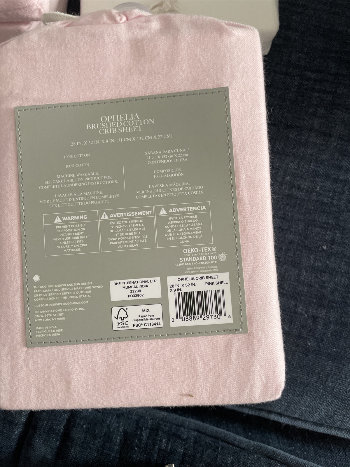 UGG Ophelia Brushed Cotton Crib Sheet! 28x52! Colorpink eBay