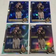 (4) ADAM MAZUR 1st RC 2022 Bowman Chrome Teal Lava /199 & Sapphire #BDC-4 PADRES