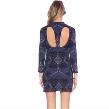 Free People Cute N Cozy Bodycon Dress in Midnight Combo Cut-Out Sexy Date sz S