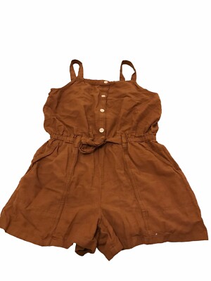 Old Navy Sleeveless Tie-Front Linen-Blend Utility Romper for Girls Size 10-12