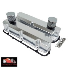 Small Block Ford Fabricated Satin Aluminum Valve Covers 289 302 351w Breathers