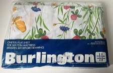 New Vtg Burlington Full Flat Sheet Set Flat Multicolor Floral Bed Vintage NIP
