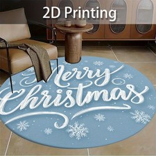 2D Printing Snowflake Font Merry Christmas Carpet, Christmas Decorative Non-Slip