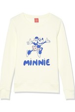 NEW Disney Minnie Mouse Cream Sweatshirt Pullover Crewneck Graphic Print XS