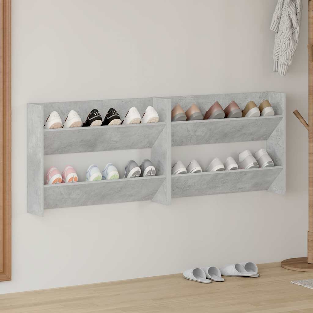 Portascarpe Salvaspazio 2 Moduli Grigio Cemento Legno 80x18x60cm