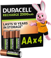 Duracell Rechargeable AA Batteries (Pack of 4), 2500 Mah Nimh, Pre-Charged, Our 16.58 per battery