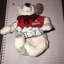 Coca Cola Bean Bag Plush POLAR BEAR W/ RED GOLF SHIRT 0264 W/TAG 1999
