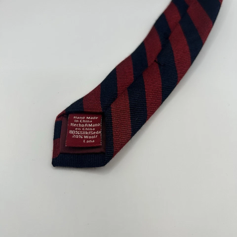 Penguin Necktie Blue & Red Stripe Pattern Men's Silk Wool Blend Repp Neck Tie - Image 4 of 4