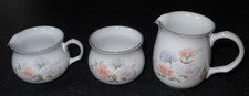 DENBY ENCORE / SWEET PEA MILK AND CREAM JUGS & OPEN SUGAR BOWL SET FIRST QUALITY