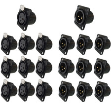 20x XLR 3Pin Female and Male Panel Mount Chassis Connector Nickel Plated Housing