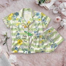 Tinker Bell Pretty Little Pixie Faitytale Peter Pan Princess Satin Pajamas Set