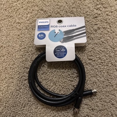 Philips 6 ft Audio/Video RG6 Coax Cable - Universal - Black
