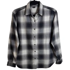 Uniqlo Womens Brushed Flannel Cotton Blend Plaid Check Shirt Size S Cabin Core