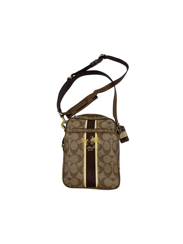 COACH SIGNATURE STRIPE BROWN CROSSBODY BAG