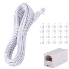 Phone Extension Cord 25FT RJ11 Phone Cable Line Wire with Splitter and Clips