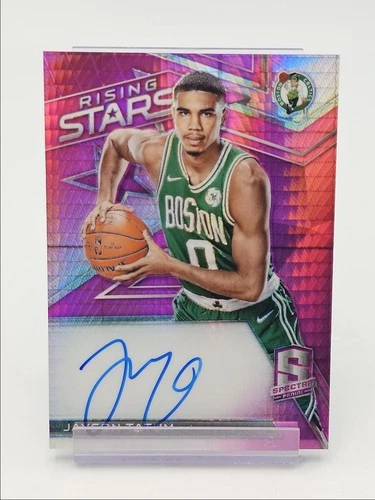 JAYSON TATUM 2017-18 SPECTRA ROOKIE RISING STARS PINK NEON RC AUTO /25 Q3855