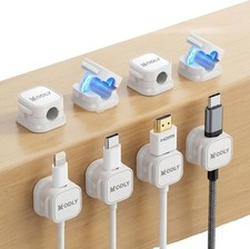 Magnetic Cable Clips 8 Pack - Self Adhesive Cord Organizers for Desk, USB,