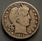 1911 P BARBER HALF DOLLAR - US COLLECTIBLE COIN 90% SILVER