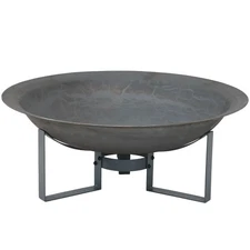 24 in Modern Cast Iron Fire Pit Bowl with Stand - Black by Sunnydaze