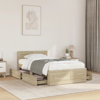 Bettgestell Mit Kopfteil Sonoma-Eiche 100X200 Cm Holzwerkstoff