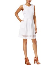 maison Jules Womens Lace Trim Shift Dress, White, Medium