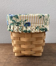 Longaberger Basket Small Handwoven With Floral Liner Made in USA 1999 Vintage