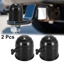 2pcs Trailer Hitch Ball Cover With Knob Waterproof 50mm Id Black For Car Truck