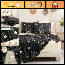 Boho Floral King Size Sheet Set - 6-Piece Brushed Microfiber, Cooling, Deep Pock