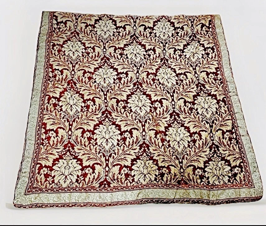 Croscill Arden Burgundy Gold Blue Floral Jacquard Comforter Queen Elegant Trim - Image 2 of 4