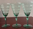 Set Of 3 Antique Green Manganese Glow Depression Glass