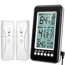 KeeKit Refrigerator Thermometer, Wireless Indoor Outdoor Thermometer with 2 S...