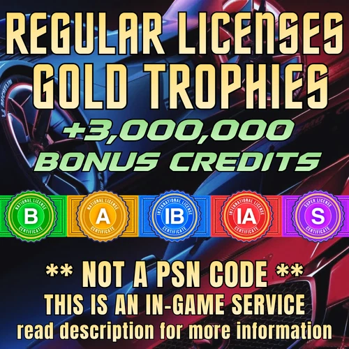 Gran Turismo 7⭐Regular Licenses⭐PS4 and PS5🟢+ 3,000,000 Bonus Credits🟢