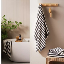 2 for 1 Offer - 2 x Habitat Grey Stripe Cotton Bath Towels - 130cm x 70cm