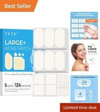 Quick Acne Relief XL Pimple Patches - 60 x 30 mm, 124 Count for Fast Healing
