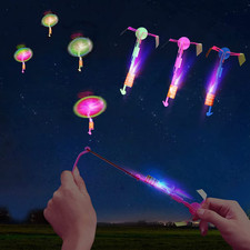 25 Sets LED Flying Set, 25 Slingshot 25 Glow Helicopter-50 Pcs, Flying Toy Outdo