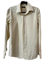 Hugo Boss Men’s Dress Shirt Yellow Striped Size 38 15 EUC