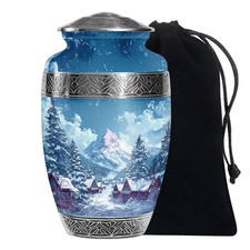 Snow Mountain Large Funeral Urn for Human Ashes Adult Male  Female, 10 Inch 