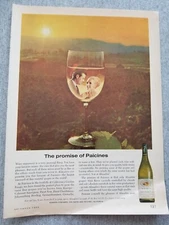 1965 Almaden Wine Vtg Print Ad Paicines Vineyard Glass of Pinot Chardonnay