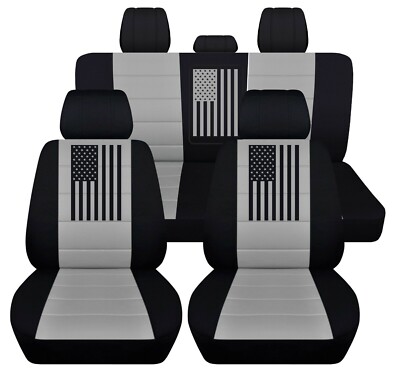 Front and Rear seat covers Fits 2011-2018 Dodge Ram 1500-3500 truck black silver