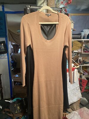 Fashion Nova 2 X MIDI Knit Dress Caramel Back Cross Cut Out.NWOT On Trend