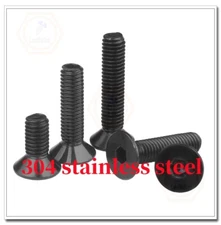 M2 M3 M4 M5 M6 Black 304 Stainless Allen Hex Socket Sunk Head Flat Head Screw