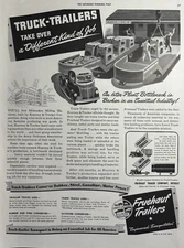 1942 Fruehauf Truck Trailers WWII Conserve Rubber Steel Convert VTG Print Ad
